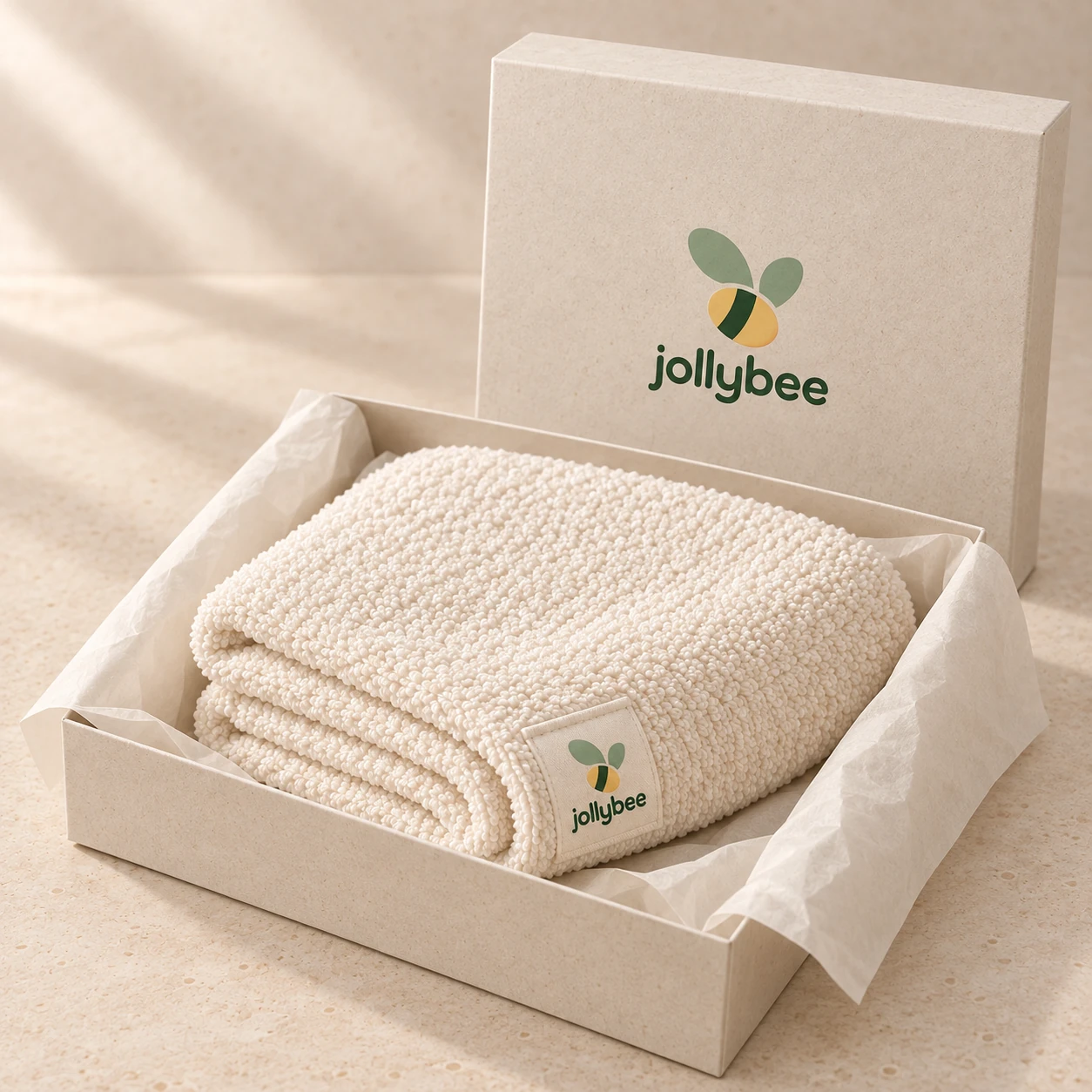 Baby bath towel packaging presentation