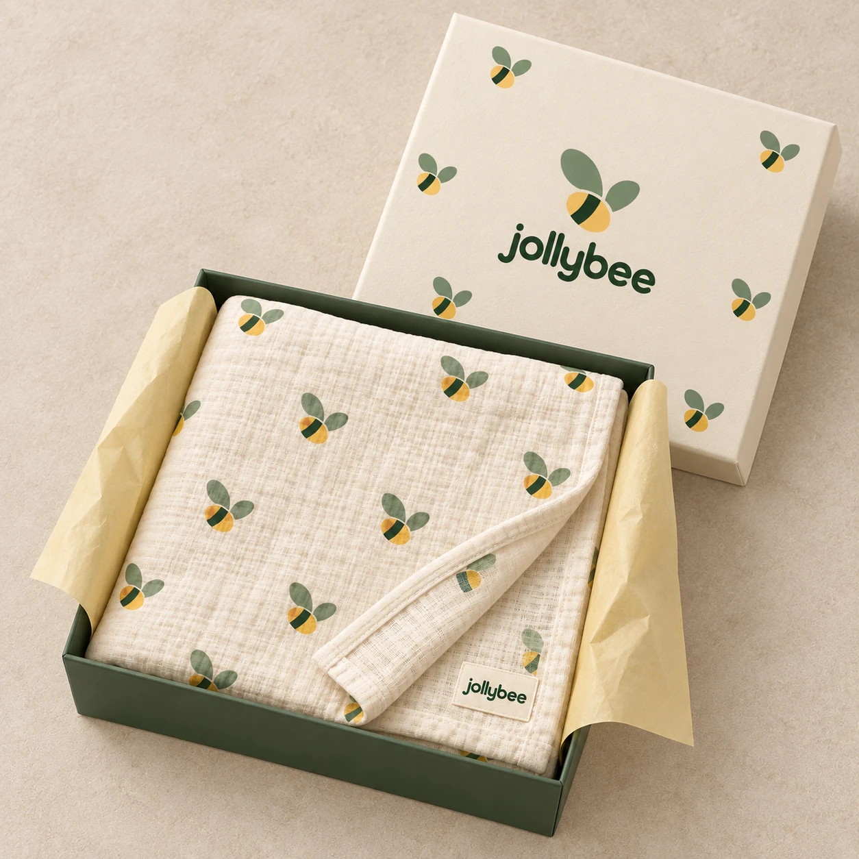 Bee muslin wrap packaging presentation